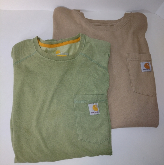 Carhartt Other - Carhartt Work Shirt Pair Green Beige/Tan Men's Size M Medium Good Preowned Cond